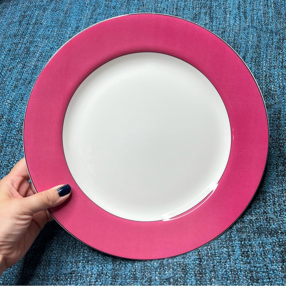 Kate Spade x Lenox Rutherford Circle Pink Ceramic Plate 11.5” Large